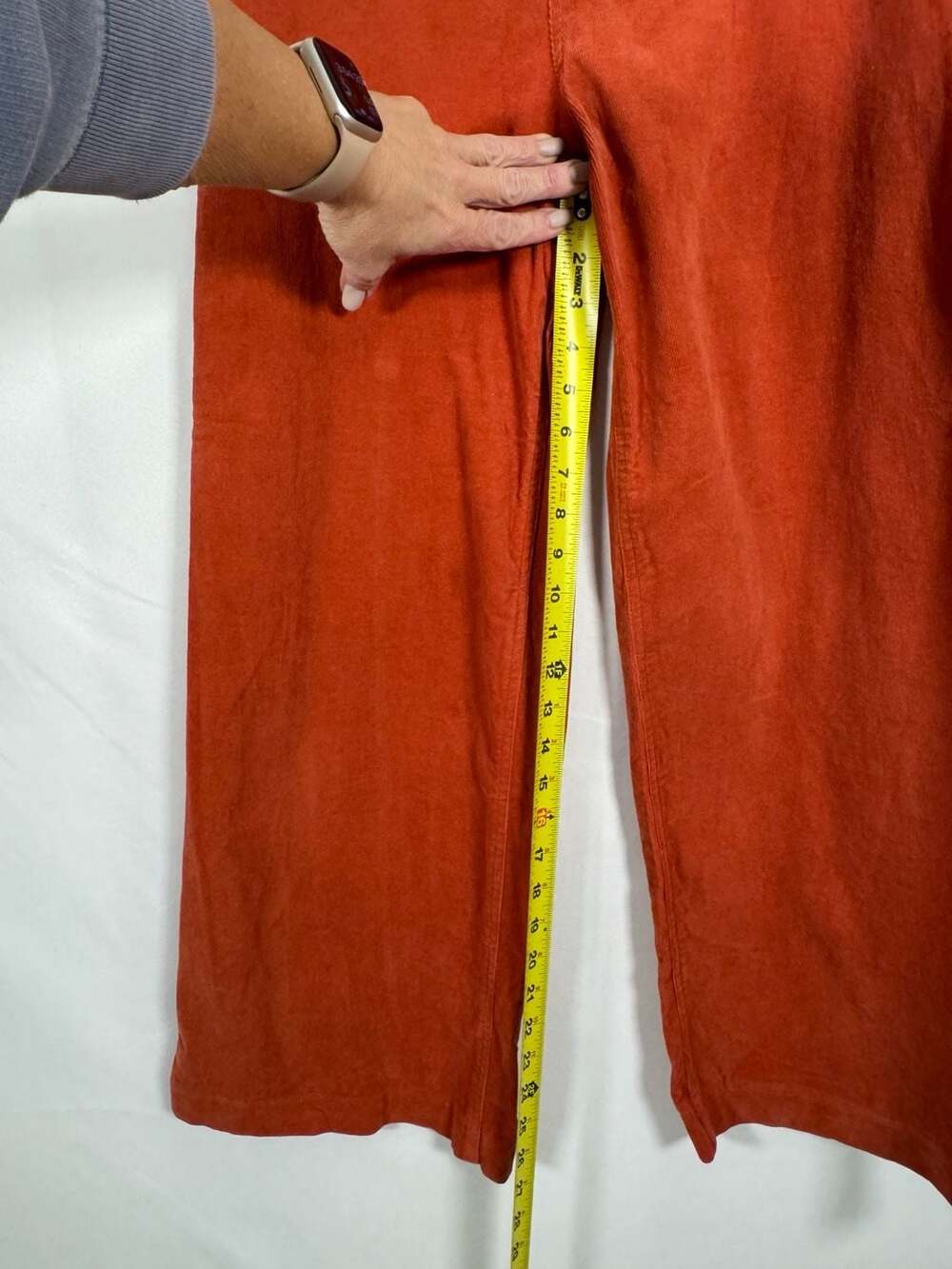 skylar+madison Rust Orange High-Rise Corduroy Wide-Leg Pants, Size Medium - Picture 6 of 10